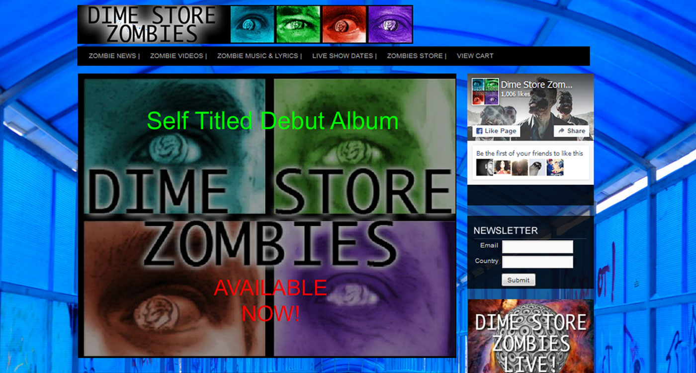 Dime Store Zombies band website preview