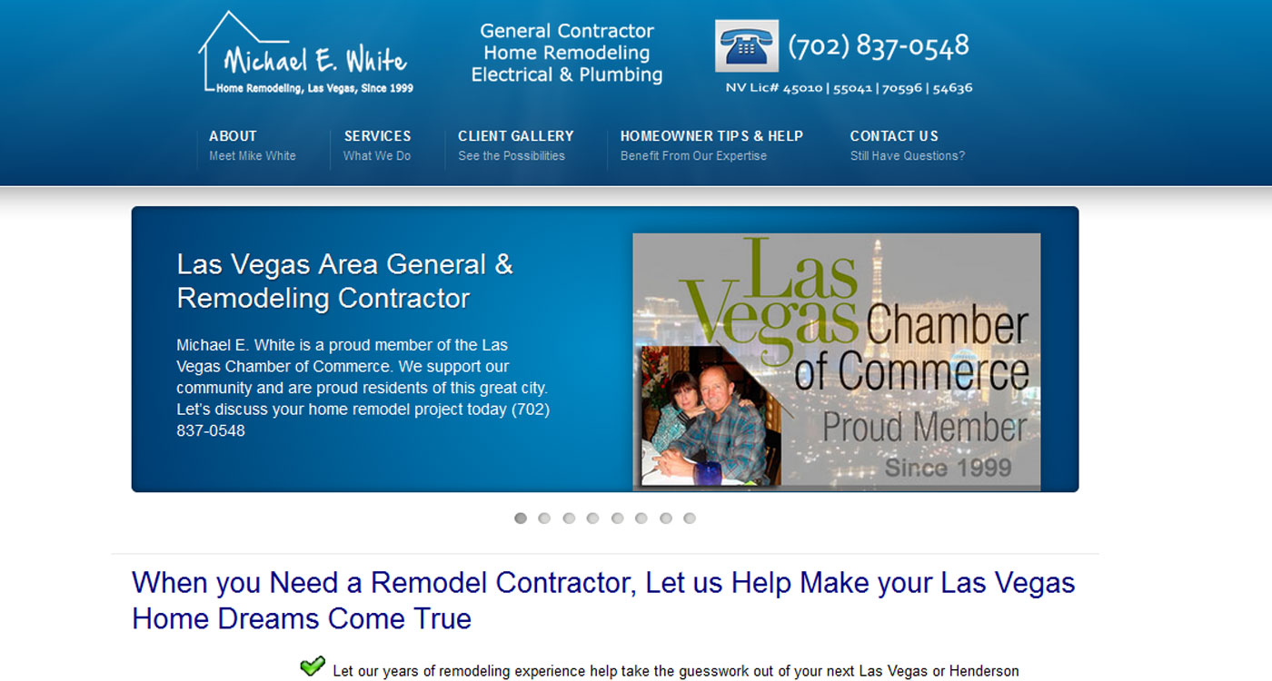 Preview of Michael E White General Contractor website