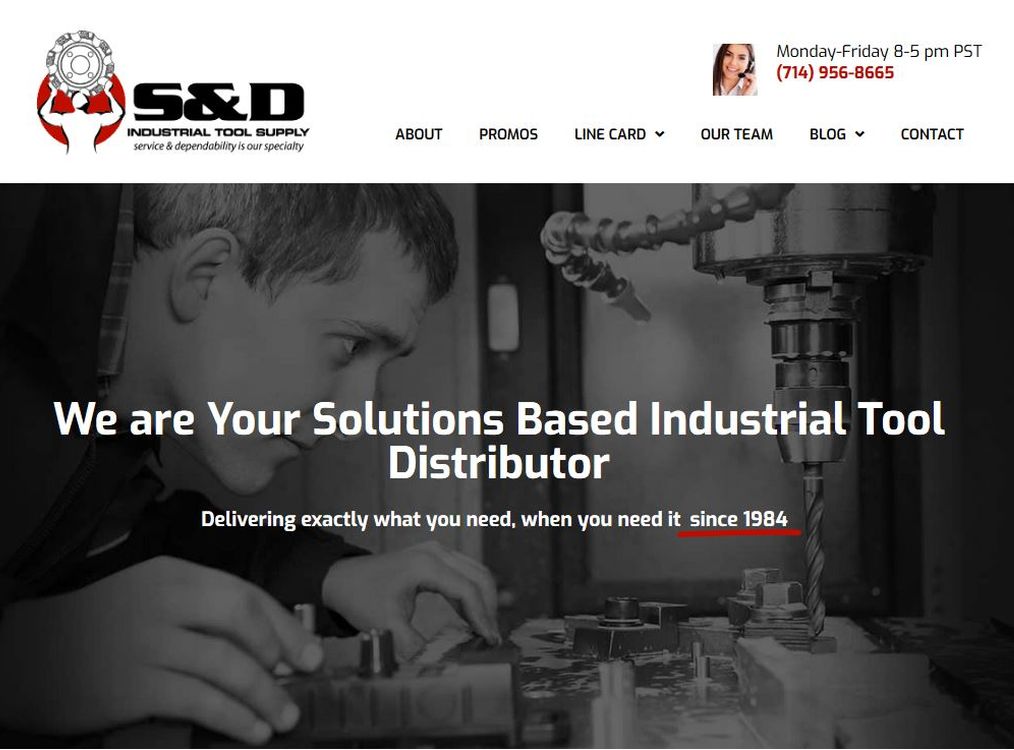 S&D Industrial Tool Supply Website Home Page