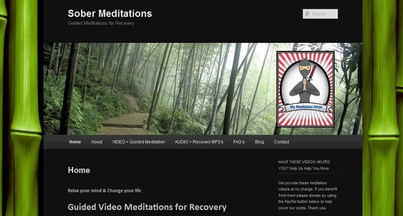 Website preview for Sober Meditations